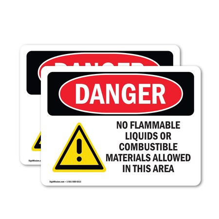 Signmission No Flammable Liquids In This Area Danger Sign, Vinyl Decal, 7in W x 5in L, 2PK OS-2PACK-DS-D-57-L-2033